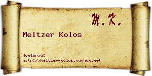 Meltzer Kolos névjegykártya